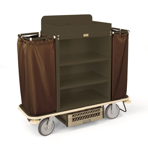 Carrito de Limpieza Forbes®, de acero, 3 Estantes, 58 × 21 x 54  in, Marrón Sierra